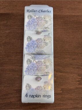 Keller-Charles Hydrangea Napkin Rings - Set of 4 (Lavender & Green)Made in Italy
